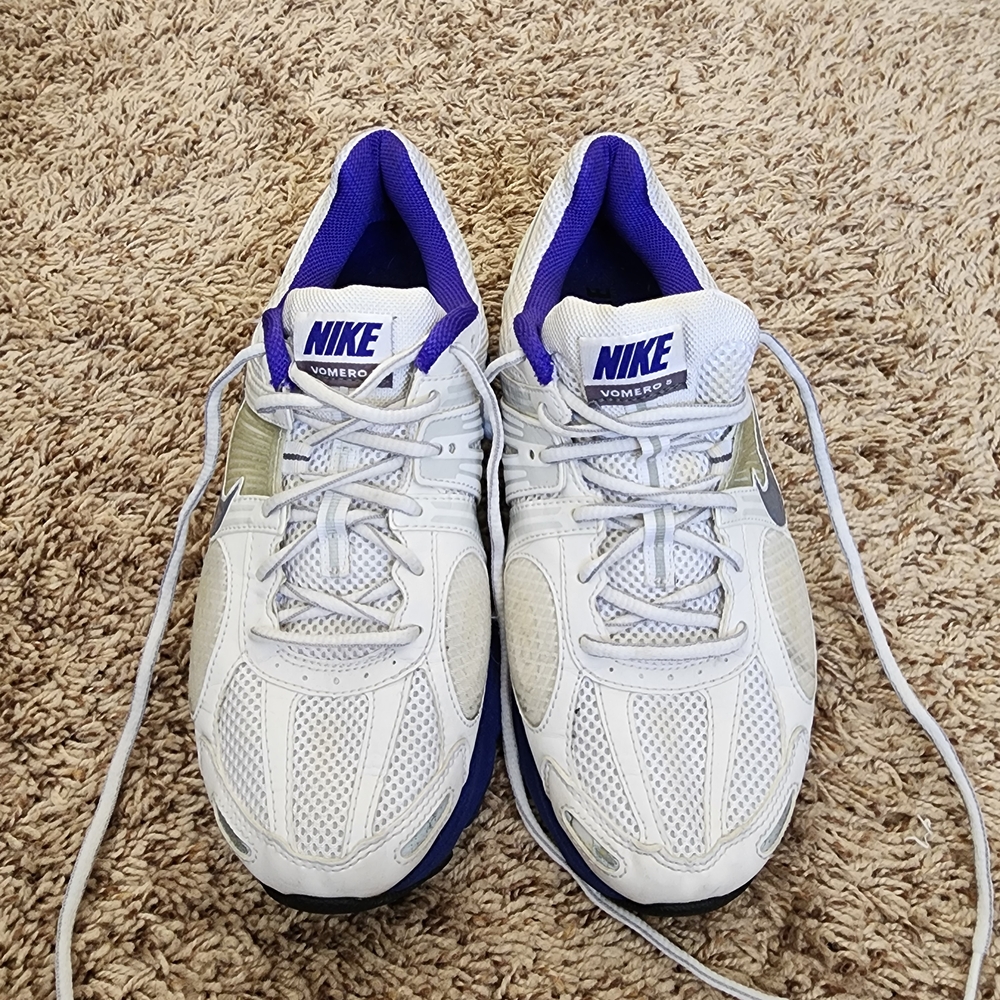 Nike White and Purple Women's Sneakers